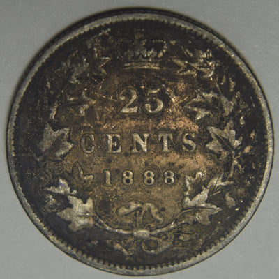 1888 Canadian Quarter Fine/VF