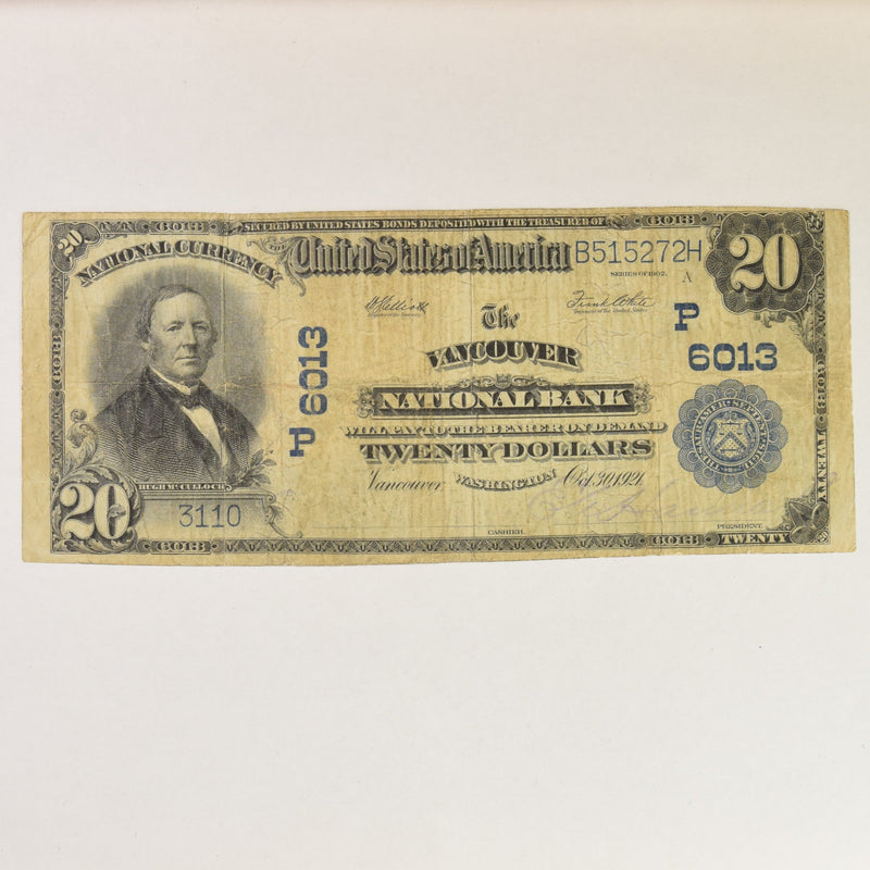 Washington $20.00 Plain Back 1902 The Vancouver National Bank CH