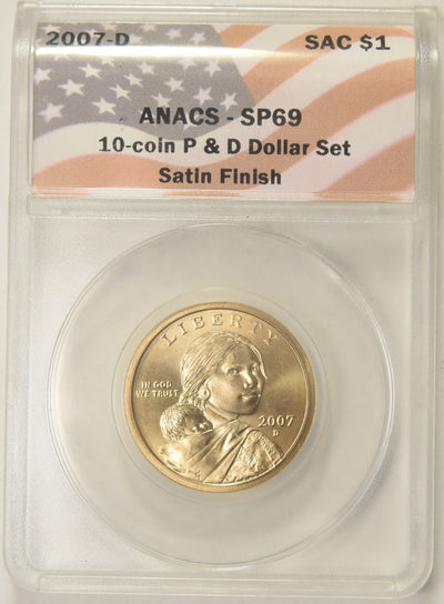 2007-D Sacagawea Dollar ANACS SP-69 Satin Finish