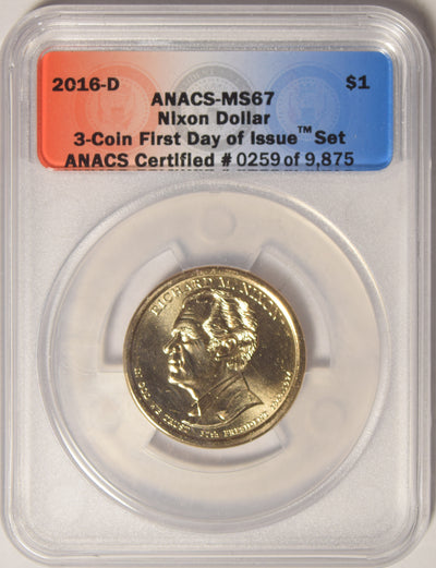 2016-D Nixon Presidential Dollar . . . . ANACS MS-67 First Day of Issue