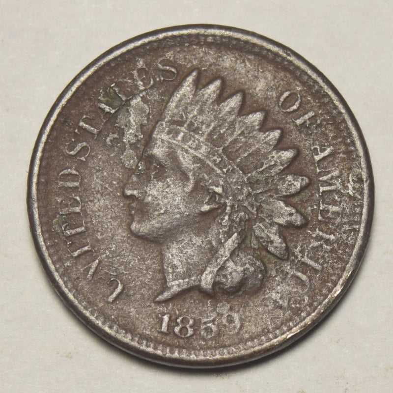 1859 Copper-Nickel Indian Cent . . . . AU small rim cut