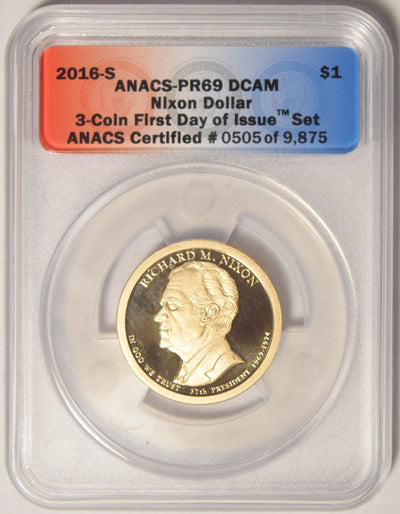 2016-S Nixon Presidential Dollar . . . . ANACS PR-69 DCAM First Day of Issue