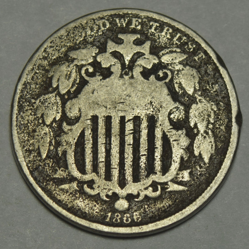 1866 Rays Shield Nickel . . . . VG rough