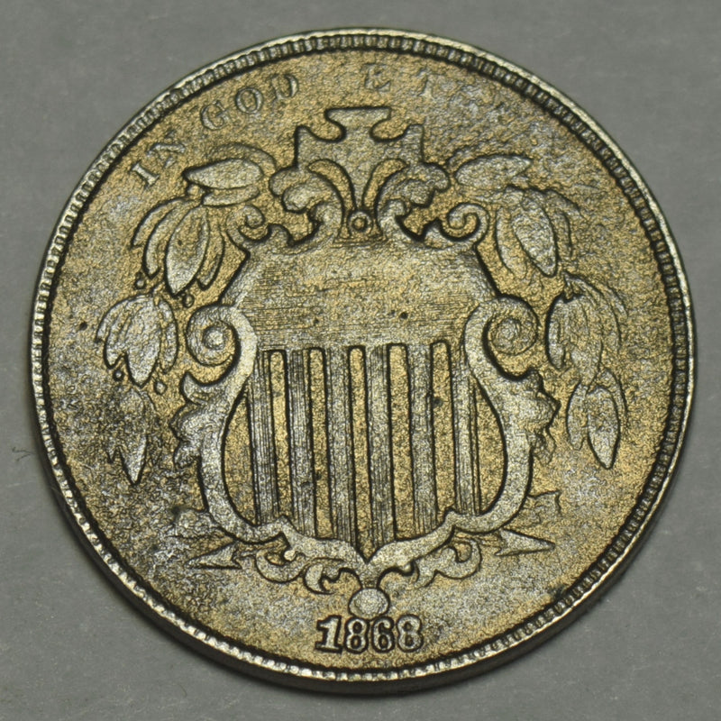 1868 Shield Nickel . . . . AU badly corroded