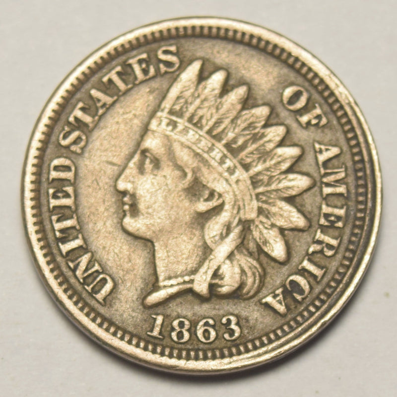 1863 Copper-Nickel Indian Cent . . . . Choice About Uncirculated