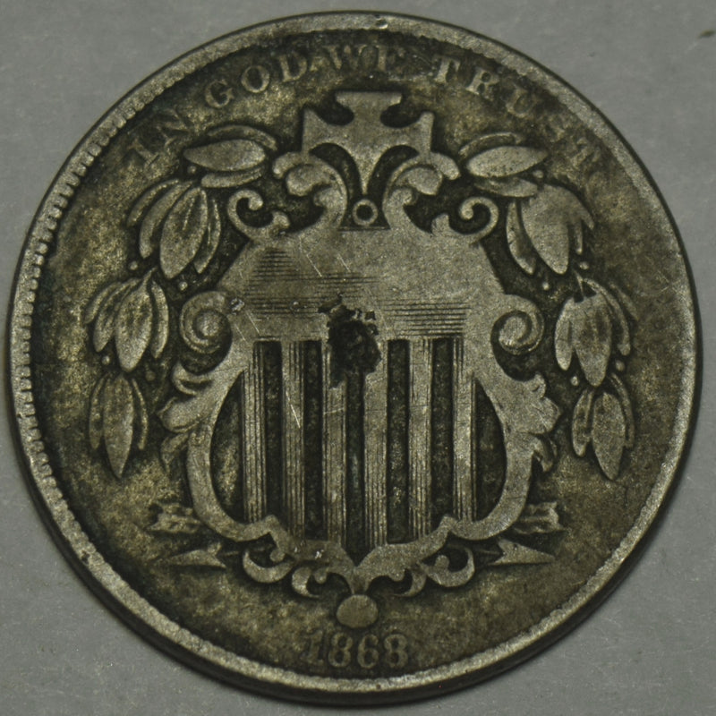 1868 Shield Nickel . . . . VG partial hole