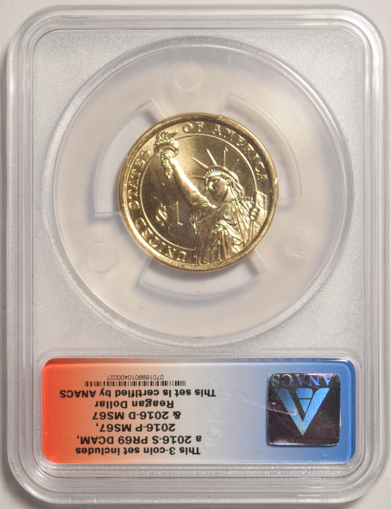 2016-D Reagan Presidential Dollar . . . . ANACS MS-67 First Day of Issue