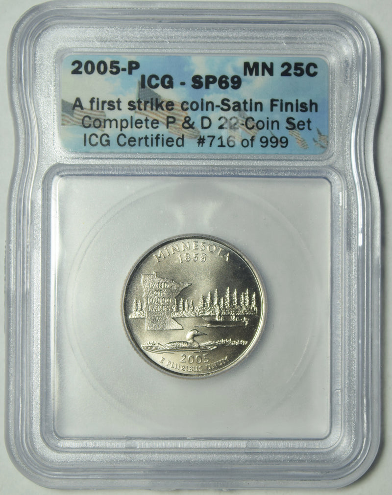 2005-P Minnesota State Quarter . . . . ICG SP-69 First Strike Satin Finish