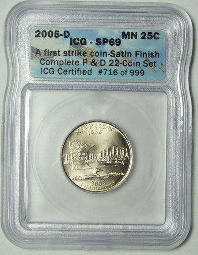 2005-D Minnesota State Quarter . . . . ICG SP-69 First Strike Satin Finish