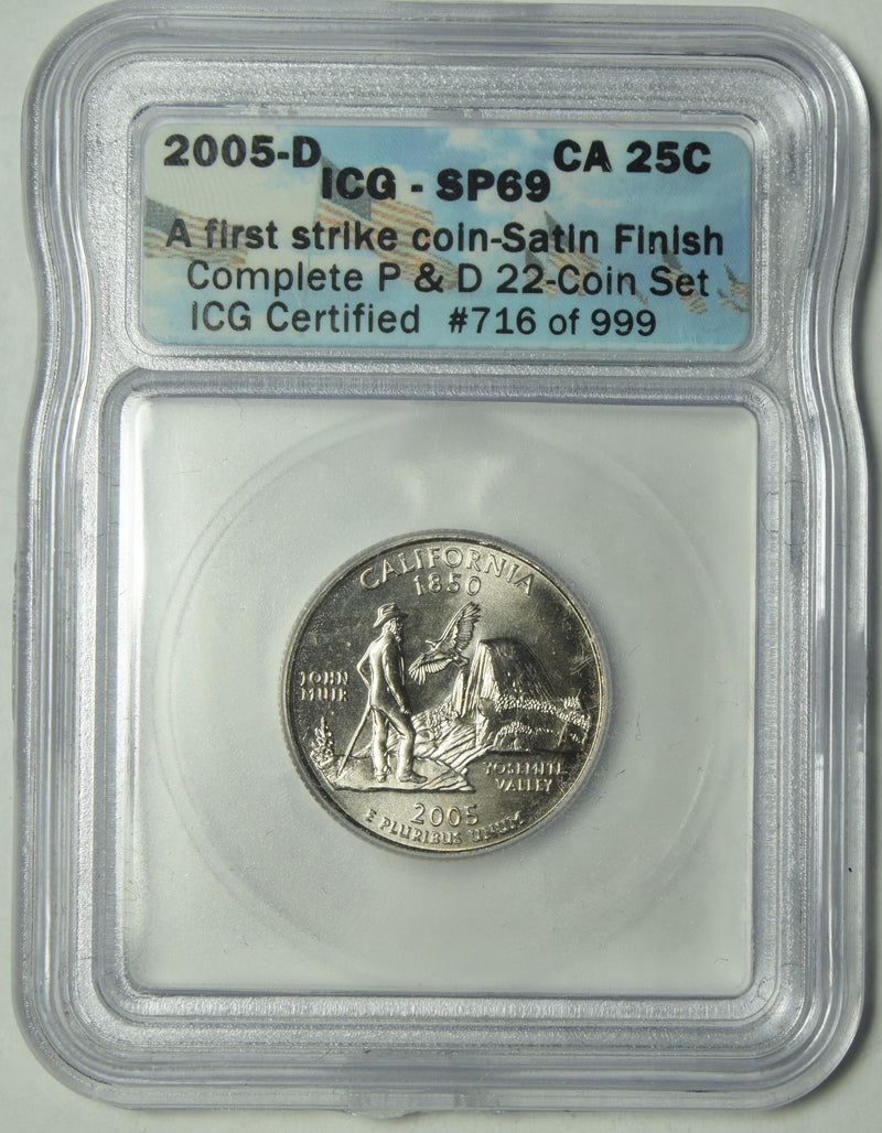 2005-D California State Quarter ICG SP-69 First Strike Satin Finish