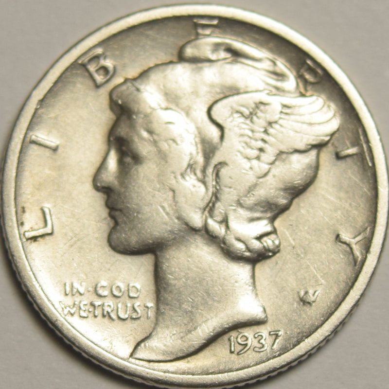 1937-D Mercury Dime . . . . Choice About Uncirculated