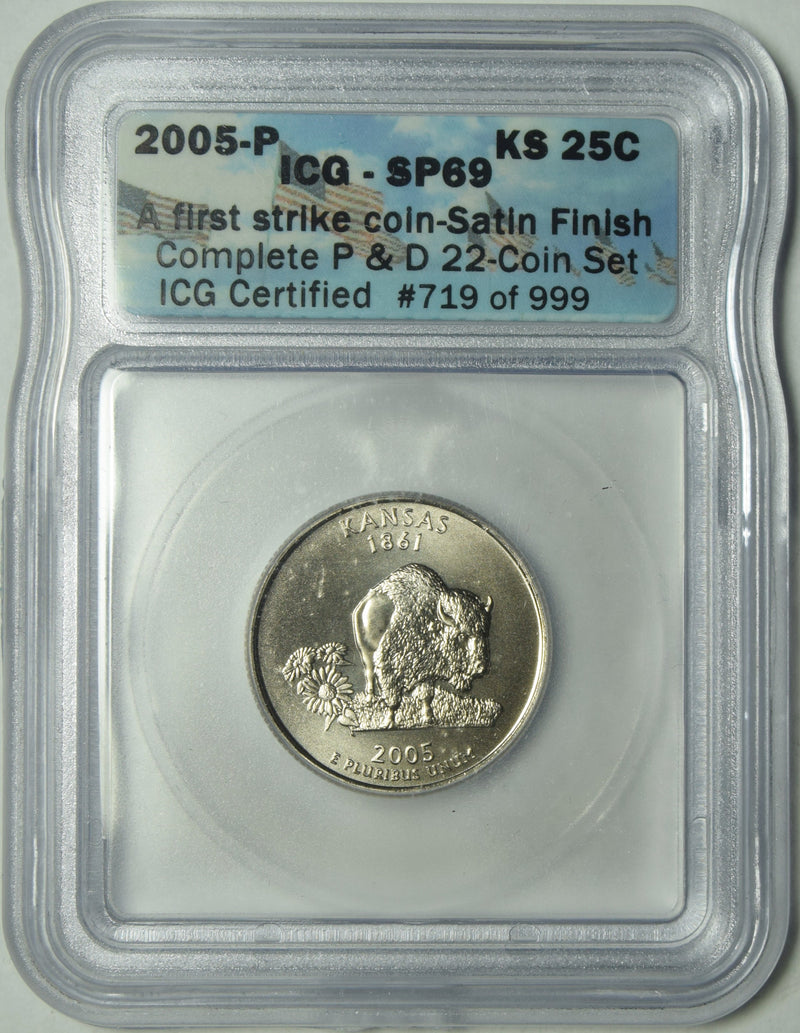 2005 Kansas State Quarter ICG SP-69 First Strike Satin Finish
