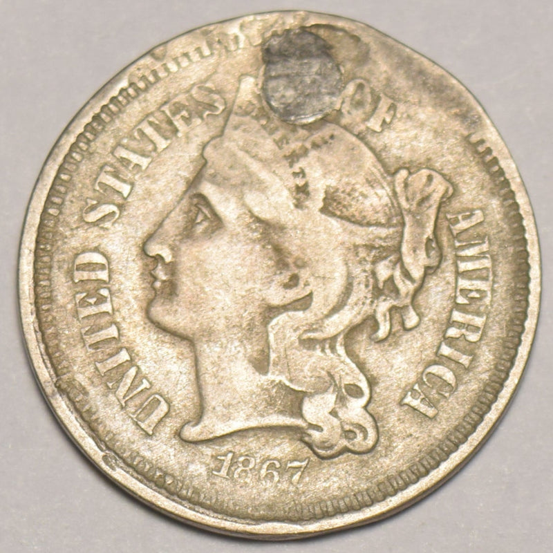 1867 Nickel Three Cent Piece . . . . Fine hits