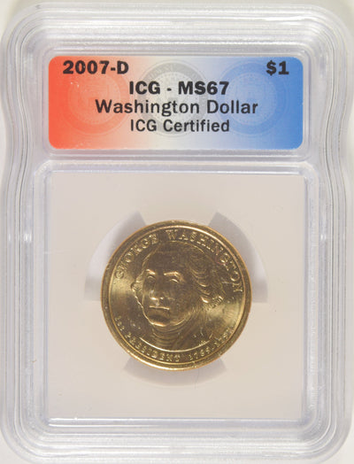 2007-D Washington Presidential Dollar ICG MS-67