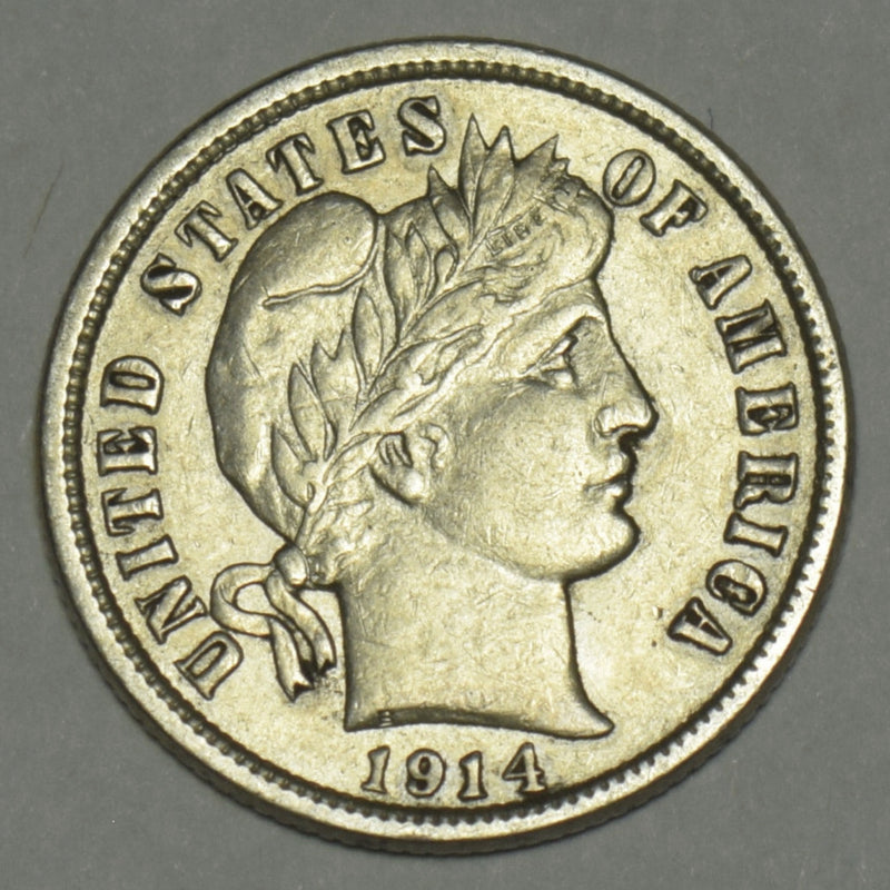 1914-D Barber Dime . . . . Choice About Uncirculated