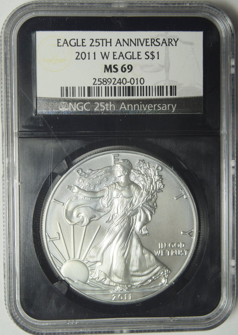 2011-W Silver Eagle NGC MS-69 Eagle 25th Anniversary Retro Holder