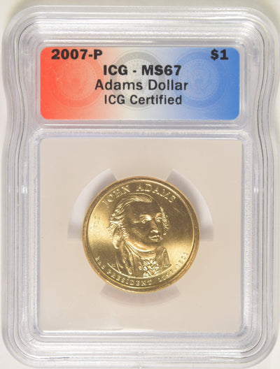 2007-P Adams Presidential Dollar ICG MS-67