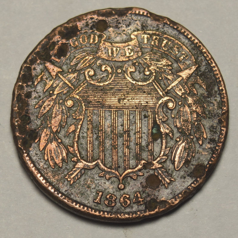 1864 Two Cent Piece . . . . Fine very rough