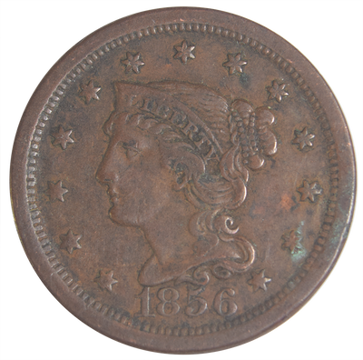 1856 Slant 5 Braided Hair Large Cent Extremely Fine