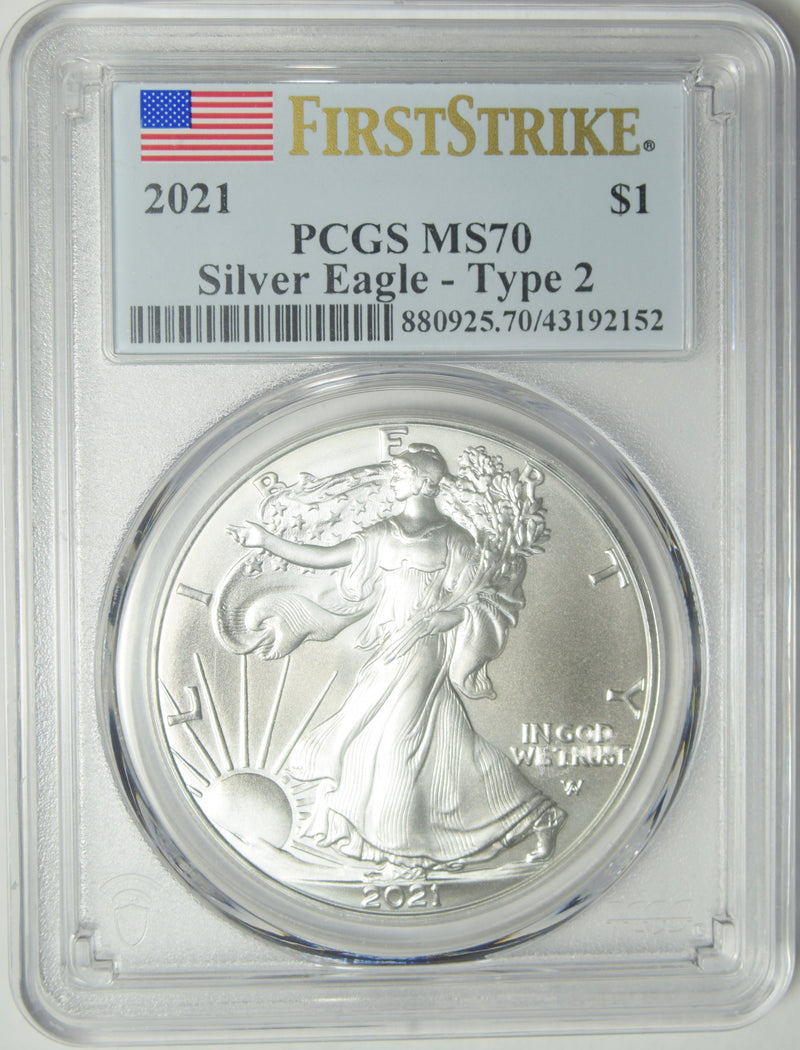 2021 Type 2 Silver Eagle PCGS MS-70 First Strike
