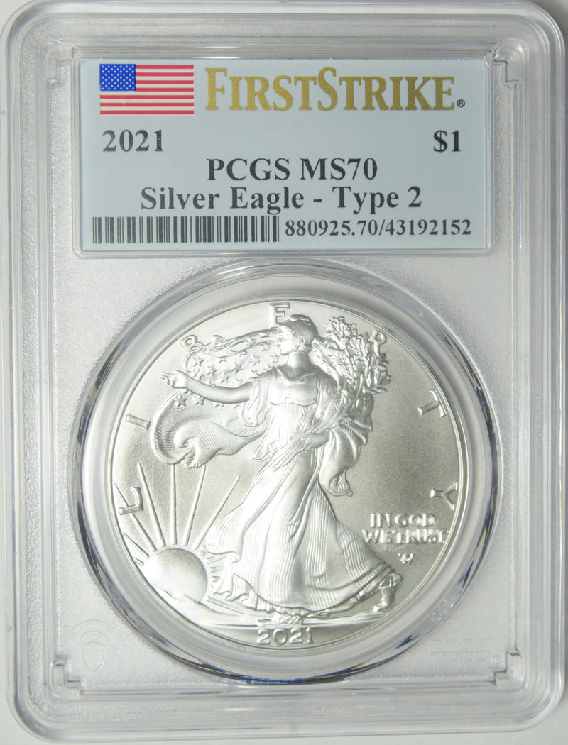 2021 Type 2 Silver Eagle . . . . PCGS MS-70 First Strike