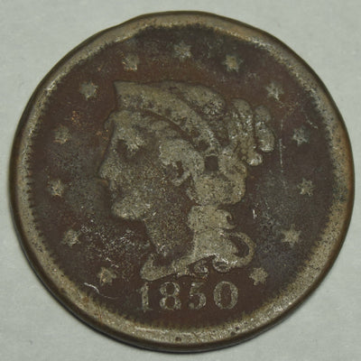 1850 Braided Hair Large Cent Good