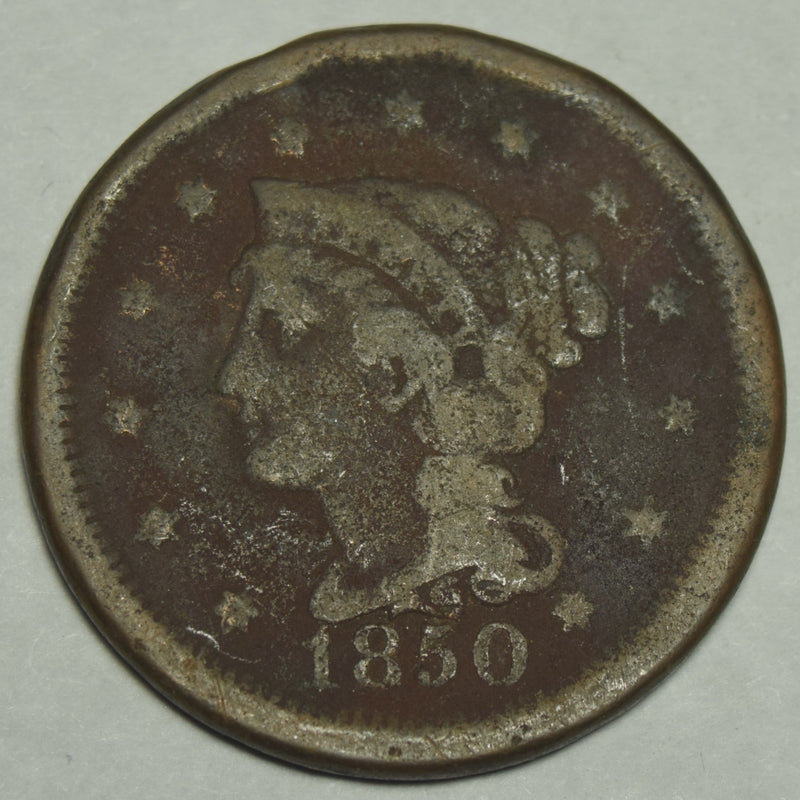 1850 Braided Hair Large Cent Good