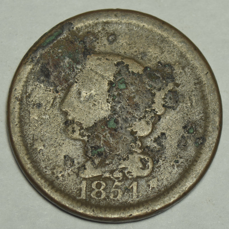 1854 Braided Hair Large Cent . . . . Good corroded