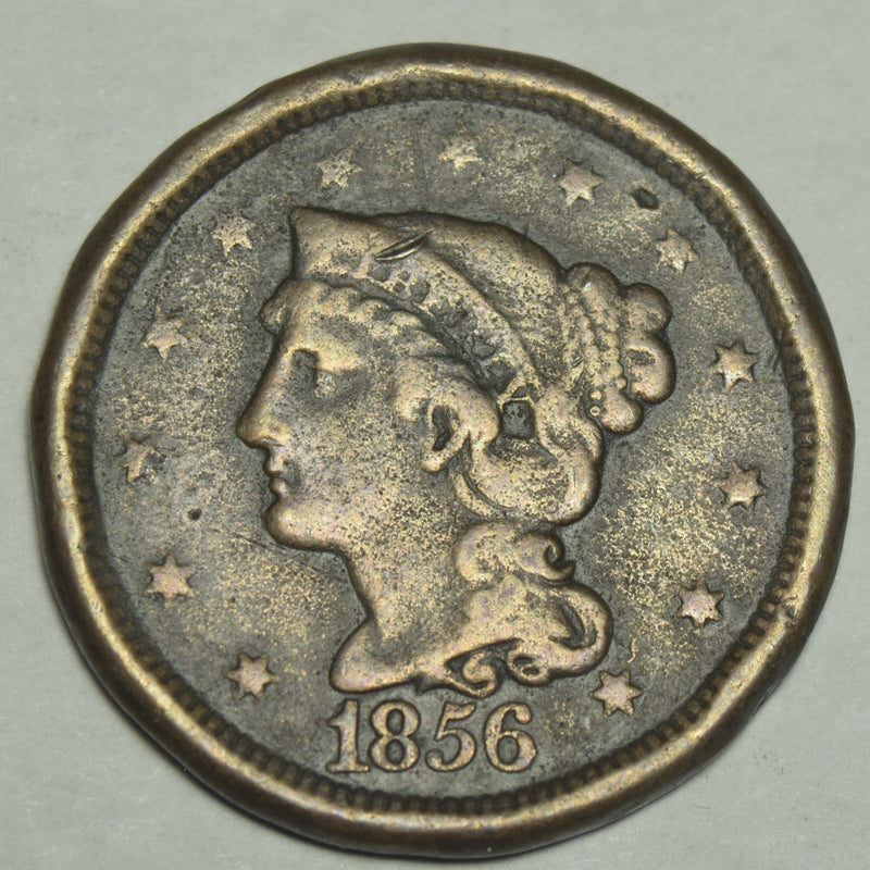 1856 Braided Hair Large Cent . . . . Fine porous