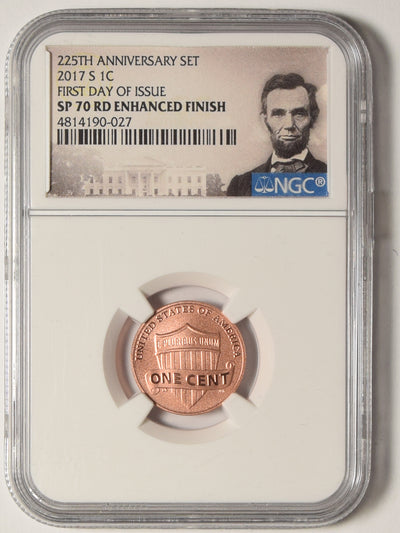 2017-S Lincoln Shield Cent . . . . NGC SP-70 RD from Enhanced Finish 225th Anniversary Set First Day of Issue