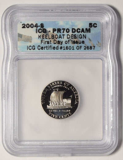 2004-S Keelboat Jefferson Nickel . . . . ICG PR-70 DCAM First Day of Issue