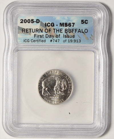 2005-D Buffalo Jefferson Nickel . . . . ICG MS-67 First Day of Issue