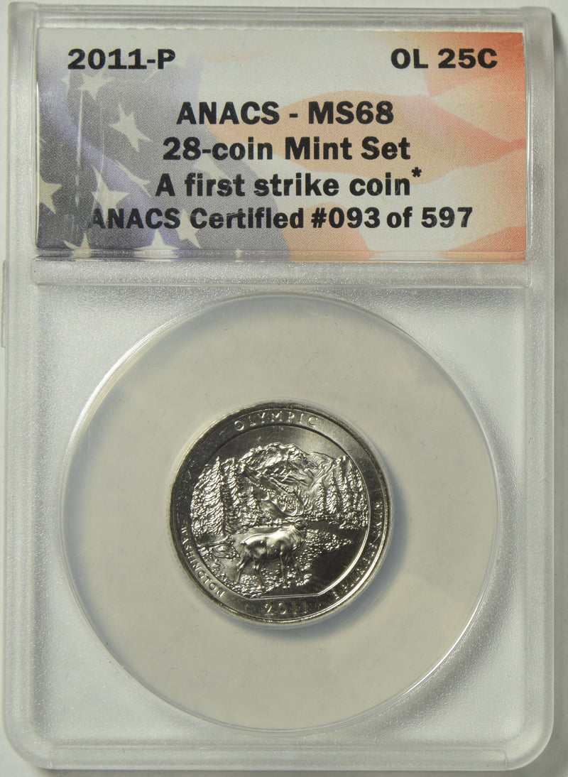 2011-P Olympic National Park, WA Quarter . . . . ANACS MS-68 First Strike