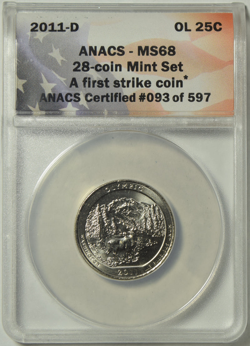 2011-D Olympic National Park, WA Quarter . . . . ANACS MS-68 First Strike