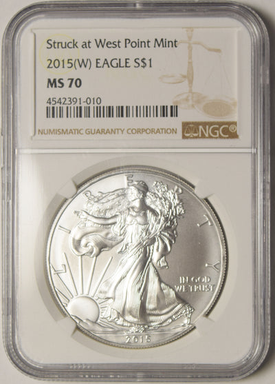 2015 (W) Silver Eagle . . . . NGC MS-70 Struck at West Point Mint
