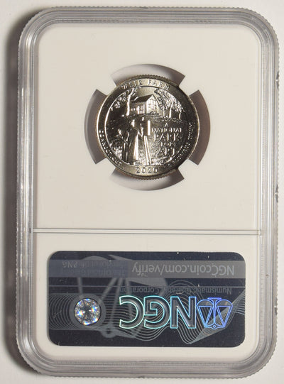 2020-W -V75- Washington Quarter . . . . NGC MS-65 Weir Farm Historic Site First Releases WWII Privy Mark End of World War II 75th Anniversary