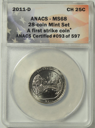 2011-D Chickasaw National Recreation Area, OK Quarter . . . . ANACS MS-68 First Strike