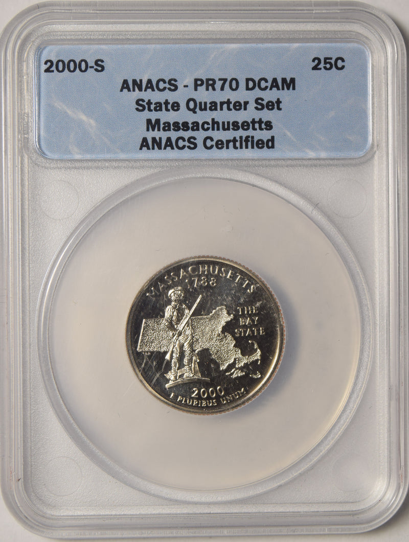 2000-S Massachusetts State Quarter . . . . ANACS PR-70 DCAM