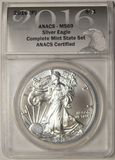 2016 (P) Silver Eagle . . . . ANACS MS-69 from Complete Mint State Set