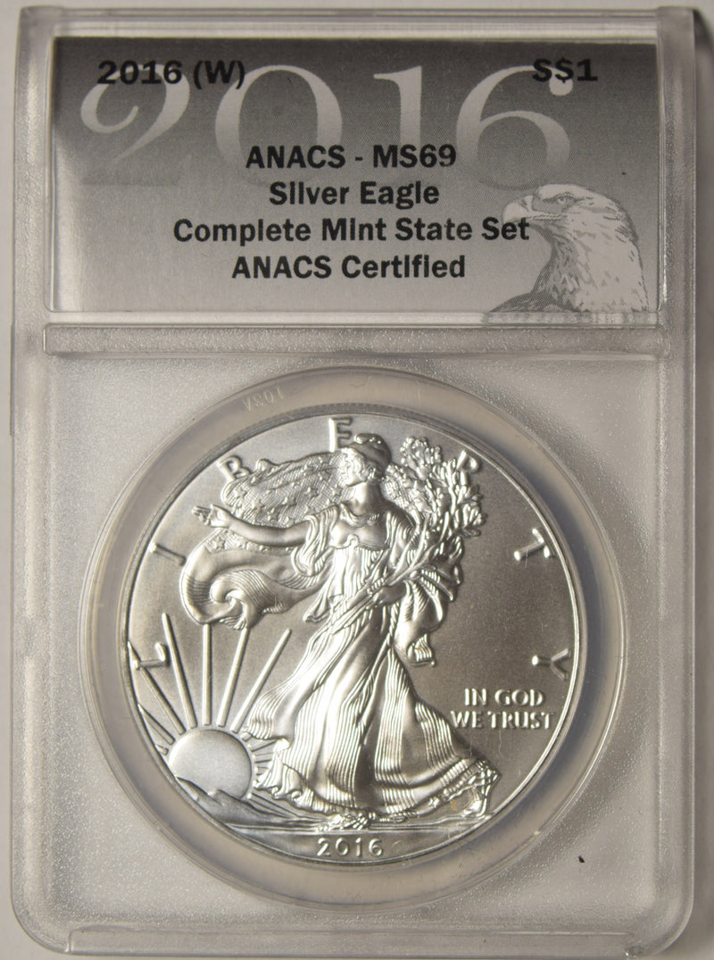 2016 (W) Silver Eagle . . . . ANACS MS-69 from Complete Mint State Set