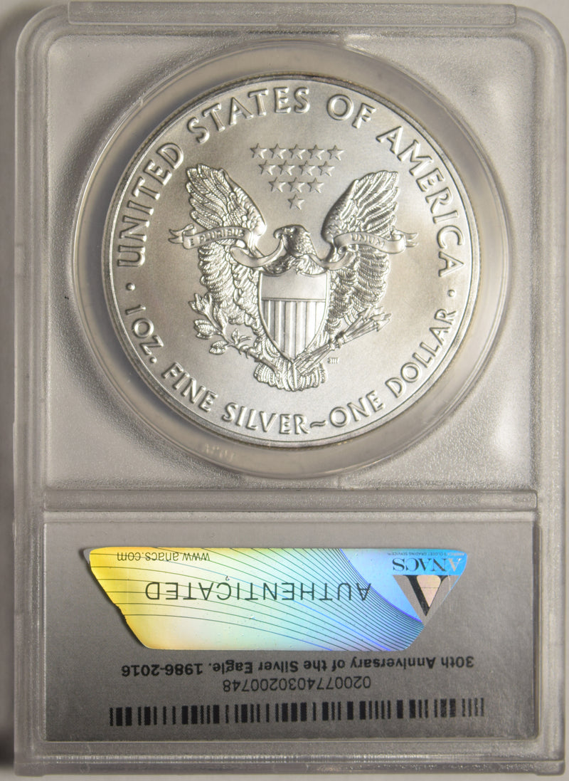 2016 (W) Silver Eagle . . . . ANACS MS-69 from Complete Mint State Set