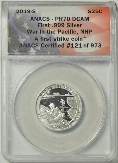2019-S War In The Pacific National Historic Park, Guam Quarter . . . . ANACS PR-70 DCAM Silver First Strike