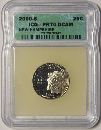 2000-S New Hampshire State Quarter . . . . ICG PR-70 DCAM