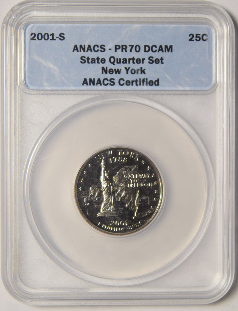 2001-S New York State Quarter . . . . ANACS PR-70 DCAM