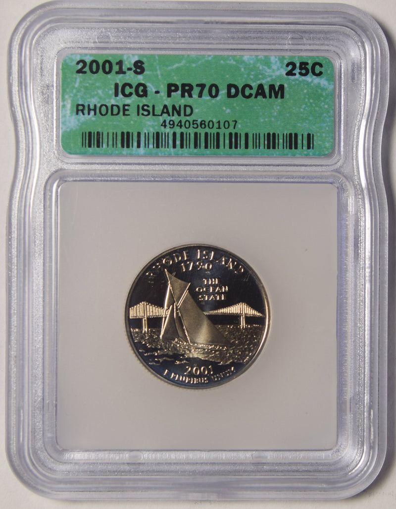 2001-S Rhode Island State Quarter ICG PR-70 DCAM