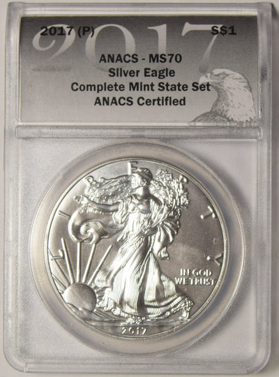 2017 (P) Silver Eagle ANACS MS-70 from Complete Mint State Set