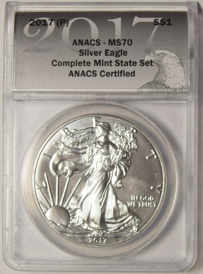2017 (P) Silver Eagle . . . . ANACS MS-70 from Complete Mint State Set