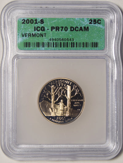 2001-S Vermont State Quarter ICG PR-70 DCAM
