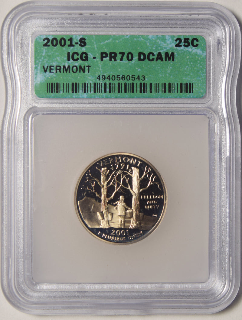 2001-S Vermont State Quarter ICG PR-70 DCAM