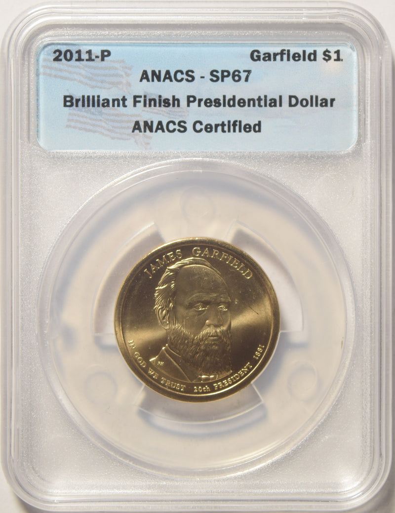 2011-P Garfield Presidential Dollar . . . . ANACS SP-67